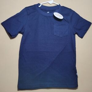 Navy Blue Short Sleeve Tee with White Collar